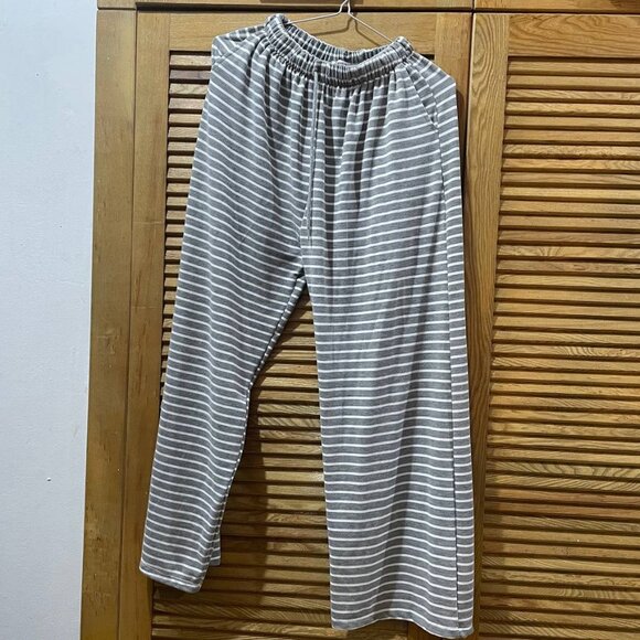 Pants - Gray & White Striped Lounge Pants